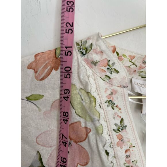 CAROLINE CONSTAS Floral Print Linen Dress Size Small NWT - Picture 8 of 11